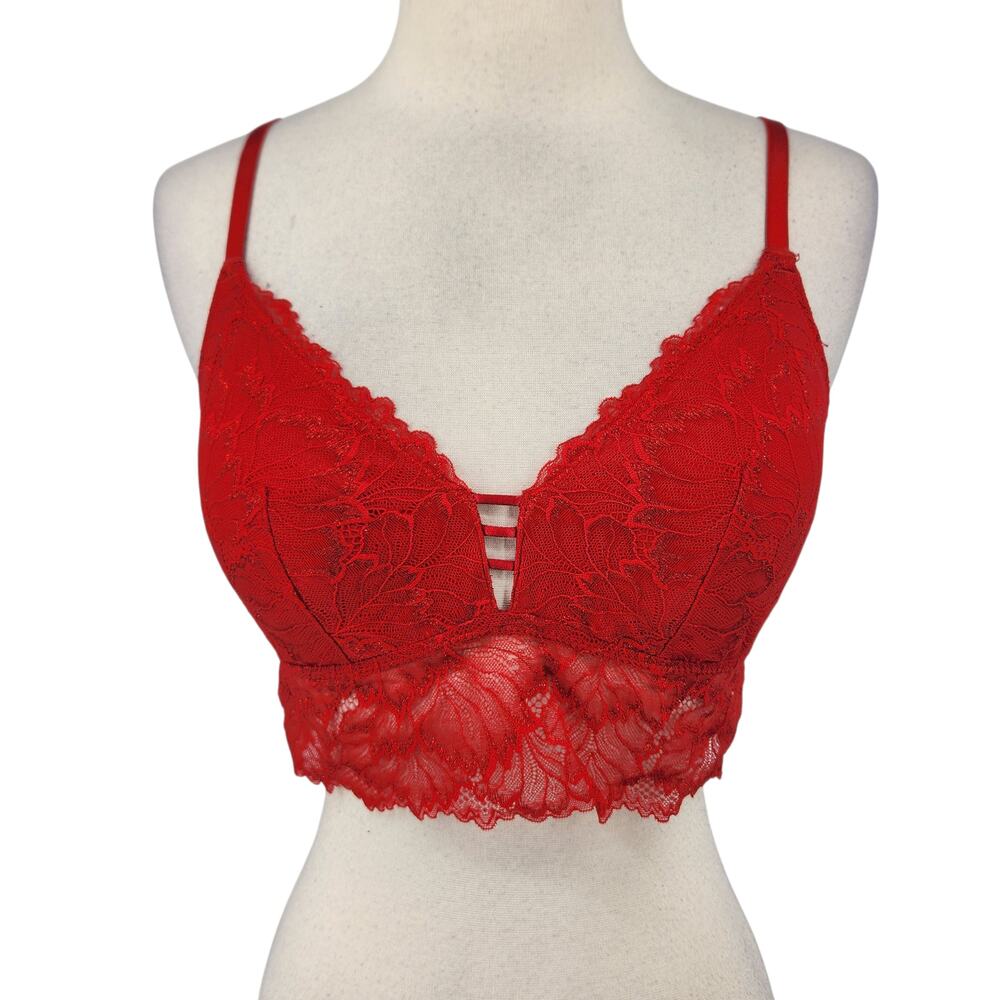 Auden Lace Bralette – Red Longline with Cutout